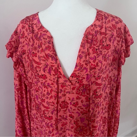 Vineyard Vines Coral Papaya Floral Helenium Tunic Dress Silk Blend |Size XL| - Picture 3 of 7
